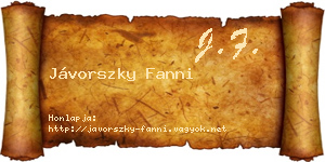 Jávorszky Fanni névjegykártya