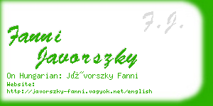 fanni javorszky business card